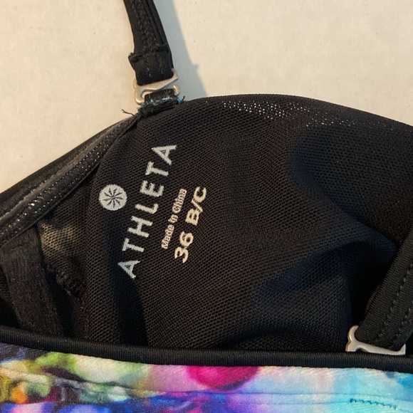 Athleta Size 36 B/C Strapless Multiway Black Watercolor Trim Tankini 3237 - Picture 7 of 9